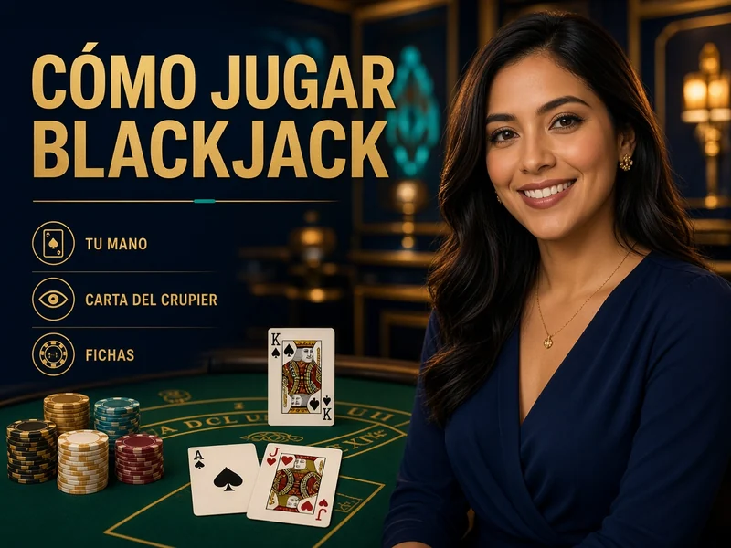 Mesa educativa de blackjack 21 con cartas del jugador y carta visible del crupier