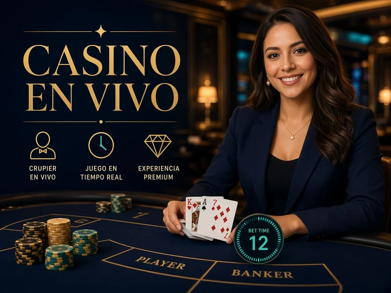 Mesa de casino en vivo educativa con vídeo, fichas y reloj de apuestas