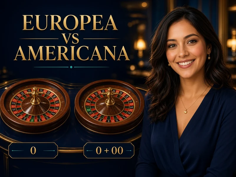 Comparación educativa de ruleta europea con 0 y americana con 0 y 00