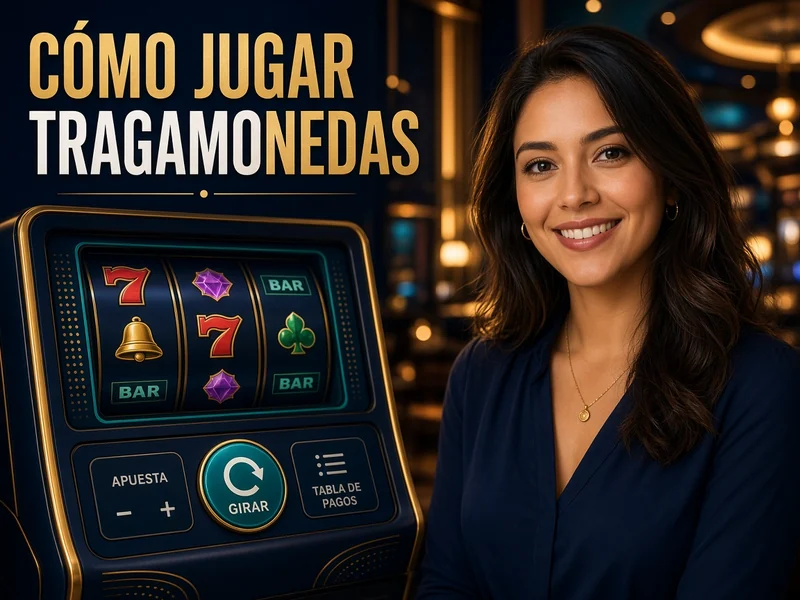 Interfaz educativa de tragamonedas con carretes, apuesta, giro y tabla de pagos