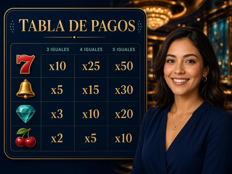 Tabla de pagos genérica de tragamonedas con símbolos y multiplicadores